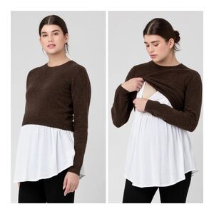 Ripe Sandy Detatchable Nursing/Maternity KnitChocolate and White Layered Sweater